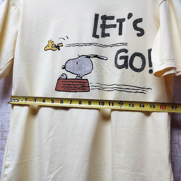 Peanuts Snoopy ONE SIZE Light Yellow Rhinestone Short Sleeve Tshirt - Picture 8 of 8